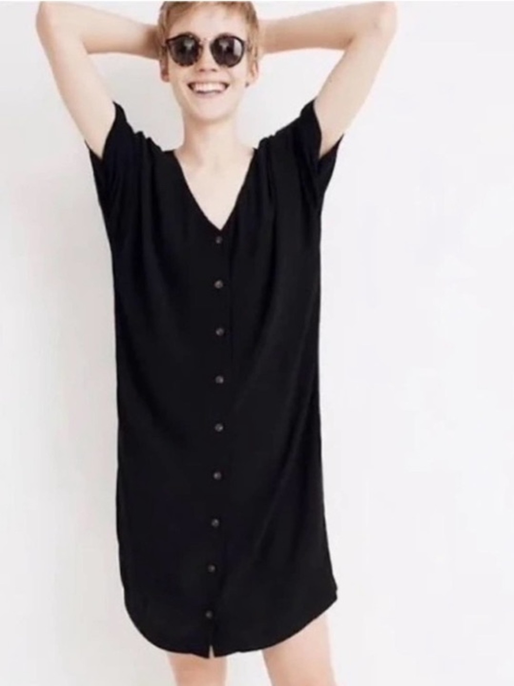 Madewell button-front easy dress black 2x